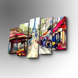 Wallity Cuadro Decorativo en Lienzo 5 Piezas 5PUC-143 Multicolor